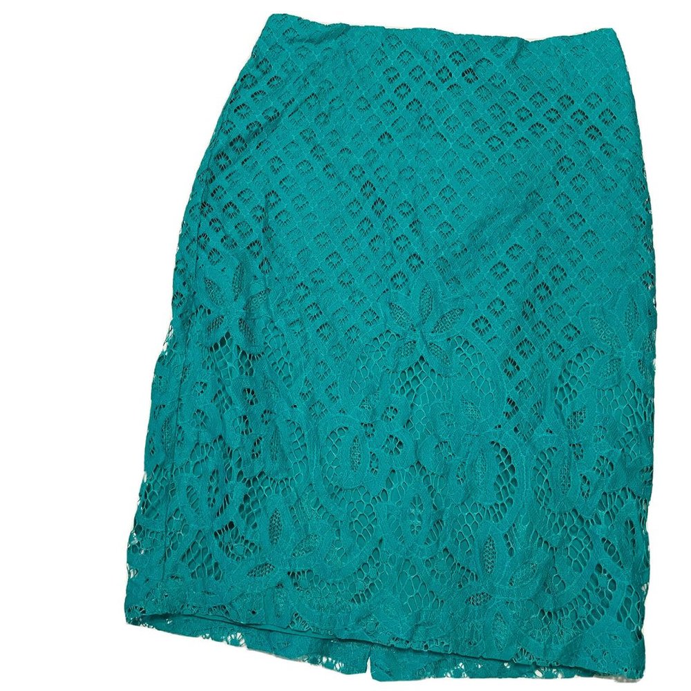 NWT Loft   Woman’s Sz 2 Straight pencil Skirt Lined Zip $80 Blue Lace